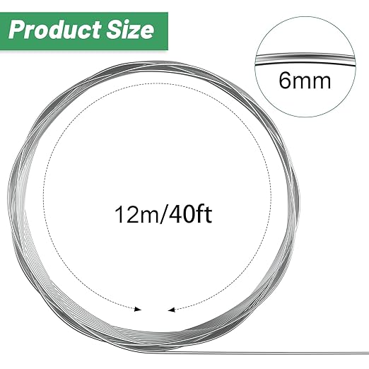 Pelopy Aluminum Wire 1/4 Inch Diameter Metal Wire 40 ft Armature Bendable Armature for Sculpting Dolls Floral Jewelry Making Weaving DIY Crafts, Silver