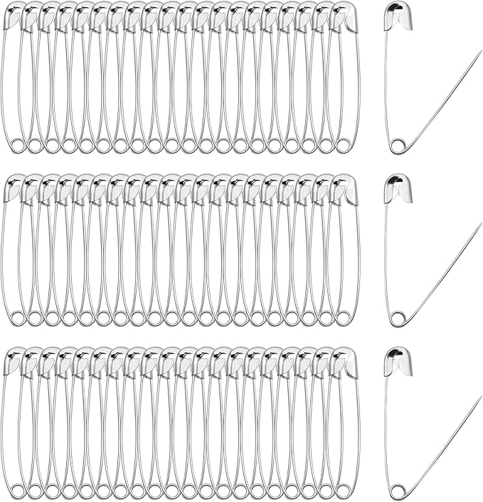 100 PCS 55mm / 2.2 Inch Heavy Duty Quilting Pins, Large Silver Metal Safety Pins for DIY Crafts, Jewelry Making, Baby Clothing