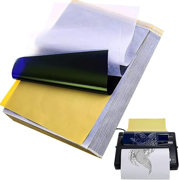 Combofix Tattoo Transfer Paper, 100 Sheets Thermal Stencil Transfer Paper for tattooing, Tattoo Tracing Paper A4 Size with Tattoo Supplies