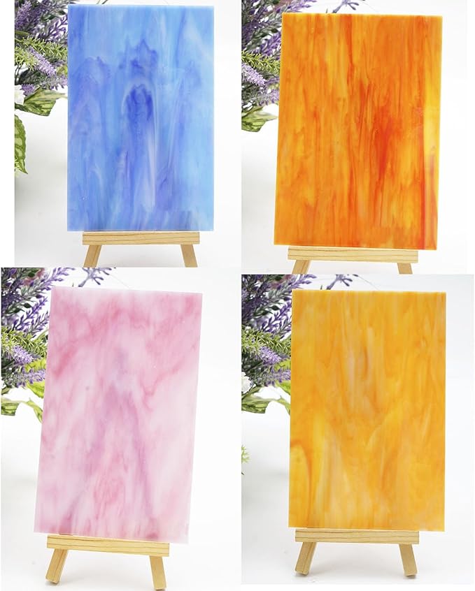 Lanyani 26 Sheets Colorful Vibrant Stained Glass Sheets Variety Assortment Pack, Opaque Mosaic Art Glass Panel Packs for Stain Glass Crafts DIY Projects,4x6 inches