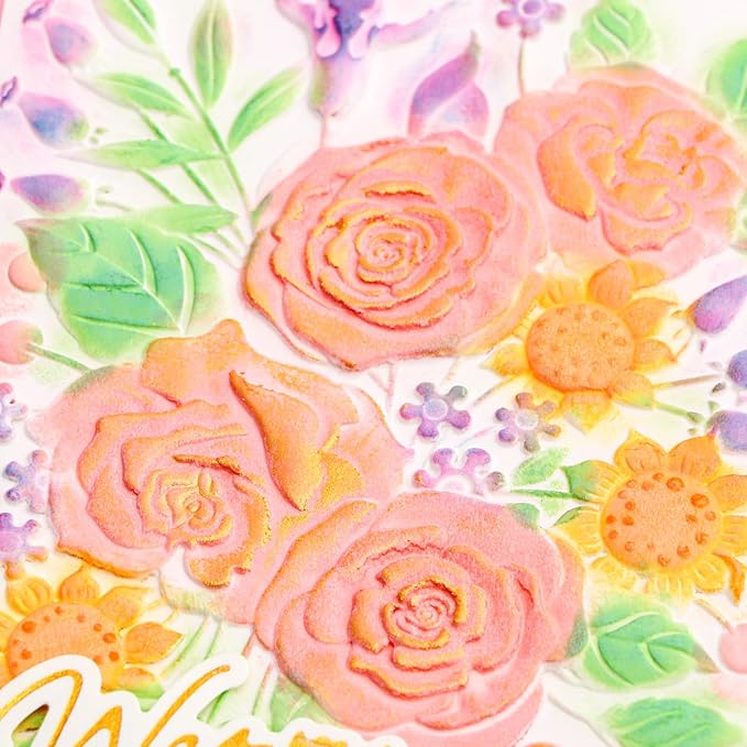 BAOFALI 3D Embossing Folder for Card Making,Rose Garden Clear Plastic Texture Fades Embossing Folder Template for Scrapbooking and Other Paper Craft Album Stamps DIY Decoration 6.3" L x 4.5" W