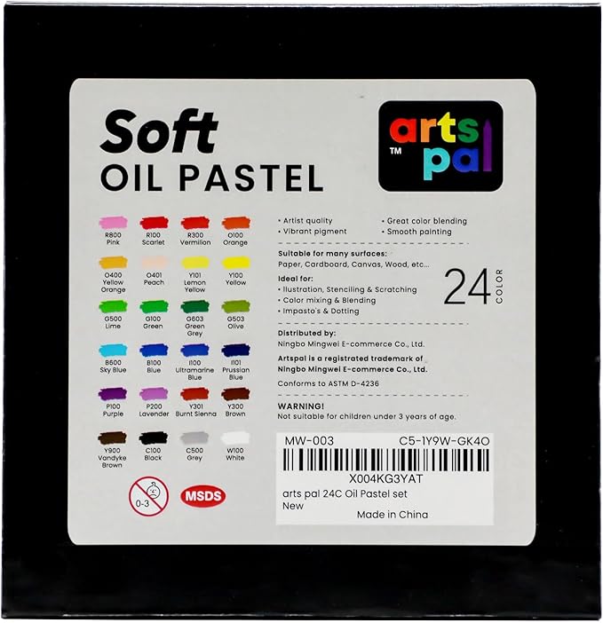 Soft Oil Pastels Set, 24 Vibrant Colors, Oil Pastel Crayons for Artists, Beginners, Teachers, Students, Great Blending and Layering for Art Supplies, Art Painting, Drawing (10 x 70 mm)