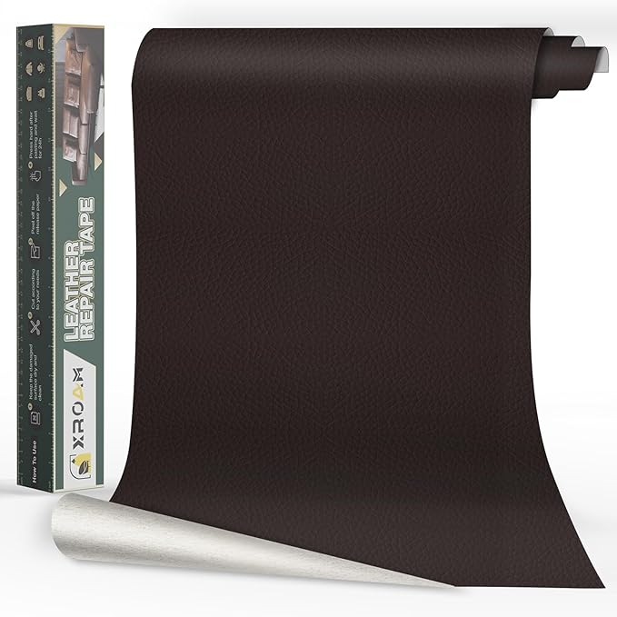 Leather Repair Tape, 16x79 inch Leather Patches for Furniture, Self Adhesive Leather Repair Patch for Sofas, Couches, Leather Covers, Seats, Chairs, Vinyl Repair Tape Dark Brown