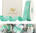 HUIHUANG Satin Ribbon 1 inch Aqua Blue Ribbon 50 Yards Aqua Blue Double Face Silk Satin Ribbons for Crafts Christmas Tree Decor Gift Wrapping Bows Bridal Floral Bouquet Wedding Baby Shower Decor