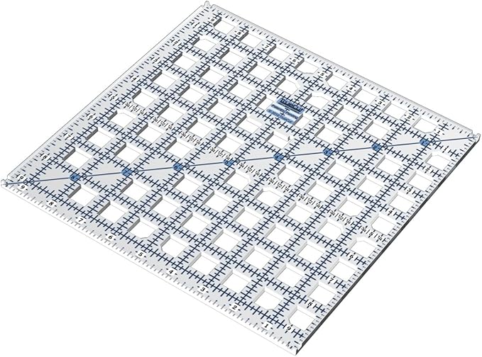 TrueCut Square 9.5" x 9.5" Quilting Ruler with Track and Guide for Straight Cuts - Innovative Quilting and Sewing Ruler for Accurate Fabric Cuts with 1/8th Measurements