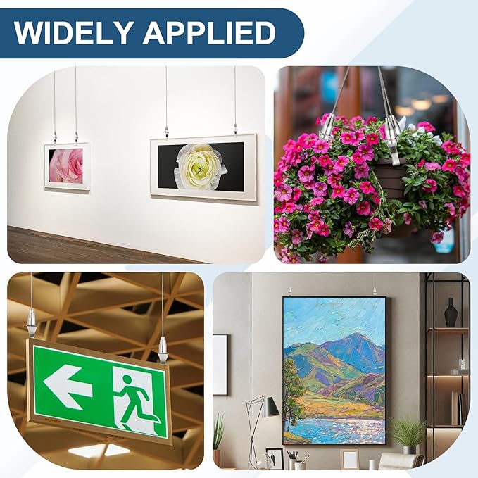 uxcell 2Pcs Picture Hanging Wire Kit, 0.5 m x 1.5 mm Heavy Duty Picture Hangers Adjustable Wire Rope with S-Hooks and Loop, Load 35kg/77.1 lbs for Hanging Mirrors Light Lamp Artwork