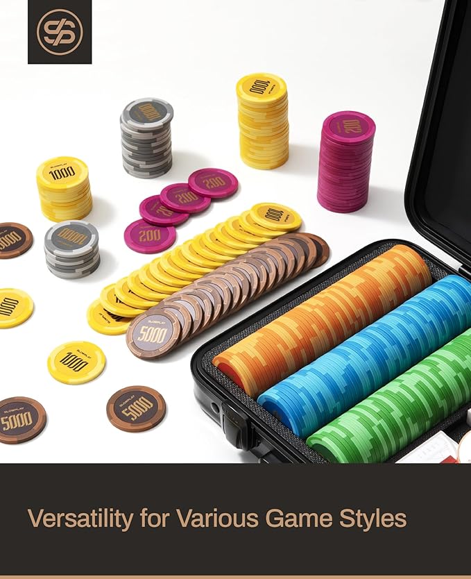 SLOWPLAY Godel Clay Poker Chips, 14 Grams Heavyweight Clay Composite, 40mm Large Chips in Bulk, Pack of 50 with Denomination of 50