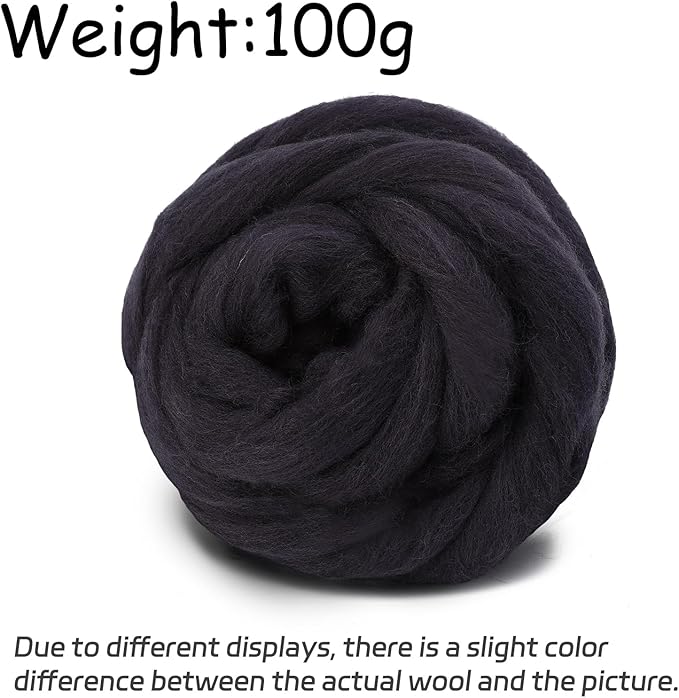 3.53oz Wool Roving Yarn, Wool Felting Supplies, Pure Wools, Chunky Yarn, Spinning Wool Roving for Needle Felting Wet Felting DIY Hand Spinning (Dark Brown)
