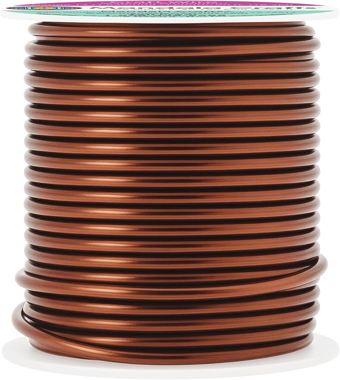 Mandala Crafts 13 Gauge Anodized Aluminum Craft Wire for Jewelry Making - 60 FT Colored Flexible Brown Wire - Bendable for Bonsai Armature Crafting Sculpting