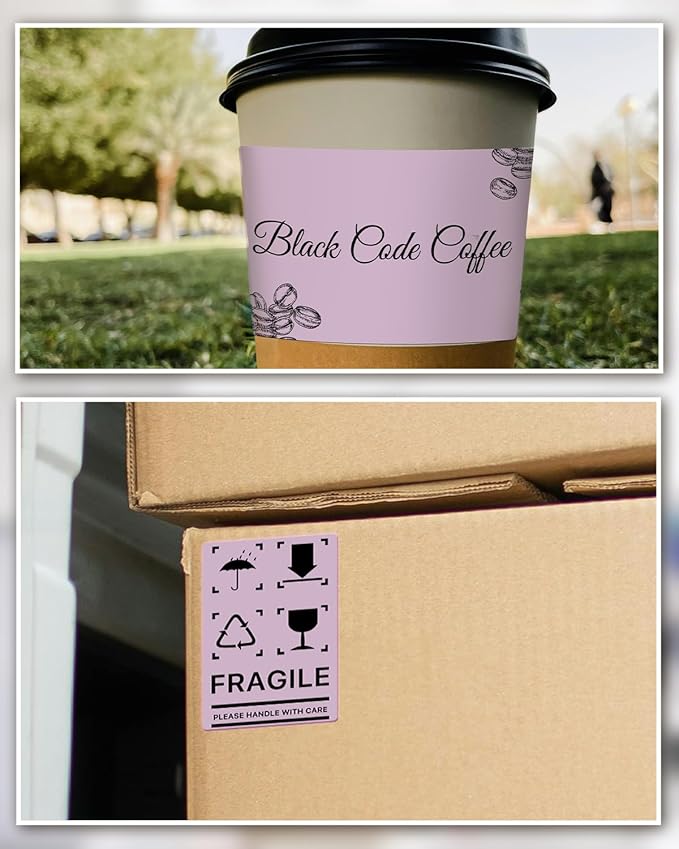 iEager 3" x 2" Thermal Labels, Rectangle Thermal Printer Stickers, Self-Adhesive Durable Sticker with Perforation Line, 500 Labels/Roll, Purple
