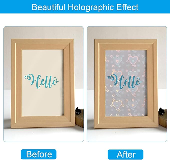 PATIKIL 11.7x8.3" Holographic Sticker Paper, 20Sheets A4 Polypropylene Self-Adhesive Transparent Waterproof Laminate Overlay Film for Photo Cards Scrapbook Decorations, Heart