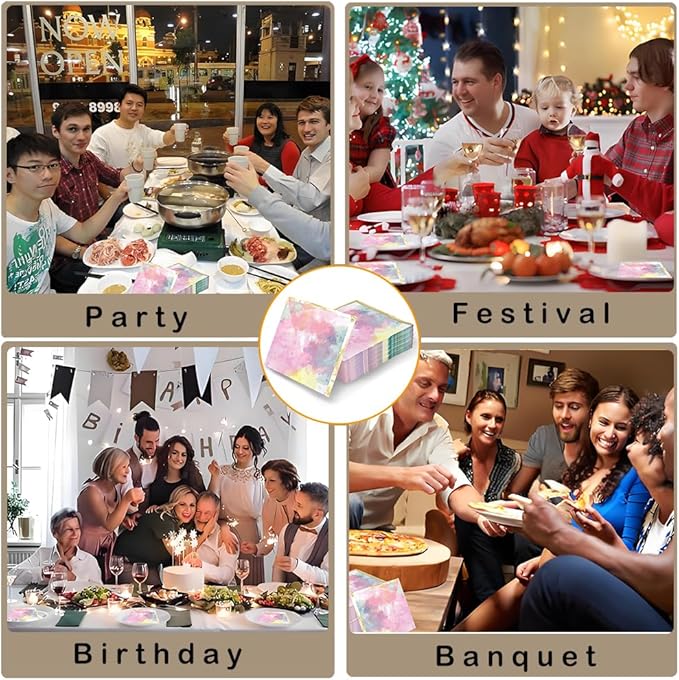 80-Pack Napkins Disposable Paper Towel Cocktail Dinner Party Decoration, Painting