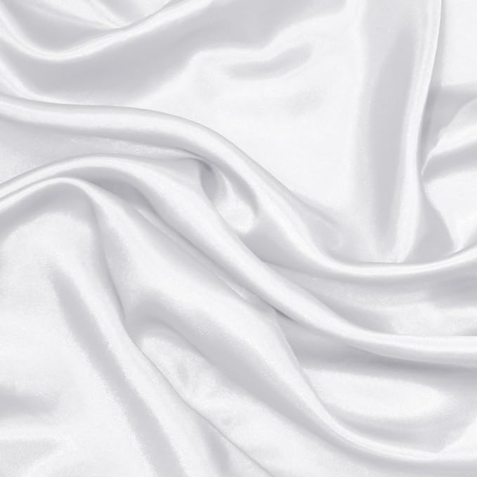 RUDONG M White Satin Fabric by The Yard, 1 Yard x 60 Inch Wide Silky Charmeuse Satin Fabric, Soft Satin Fabric for Wedding Decorations, Bridal Dress, Sewing, Accessories, DIY Crafts