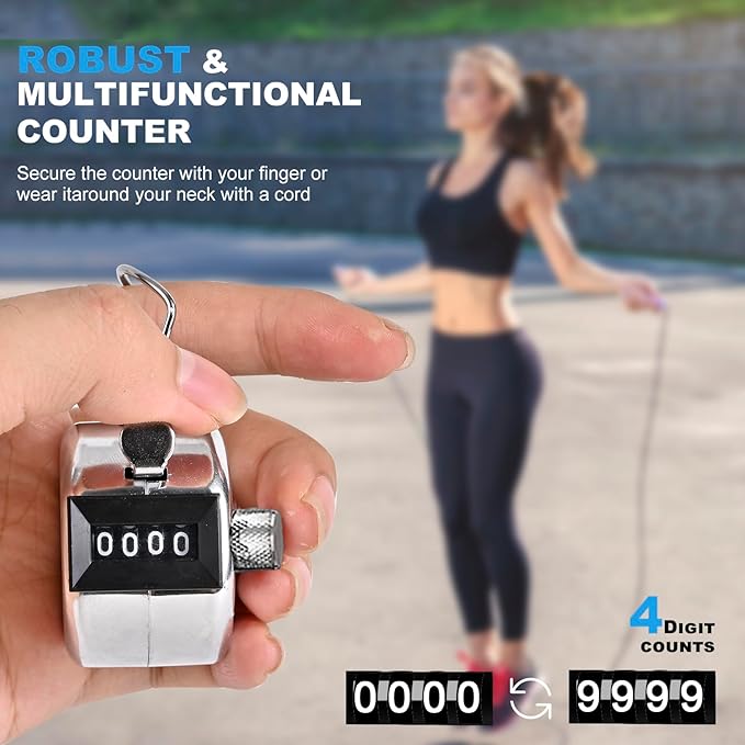 Metal Tally Counter Clicker Counter Handheld Pitch Counter, Manual Mechanical 4-Digit Number Click Counter, One Hand Counter Clicker Digital Counting for Coaching Knitting People Lap Fishing Golf&Row