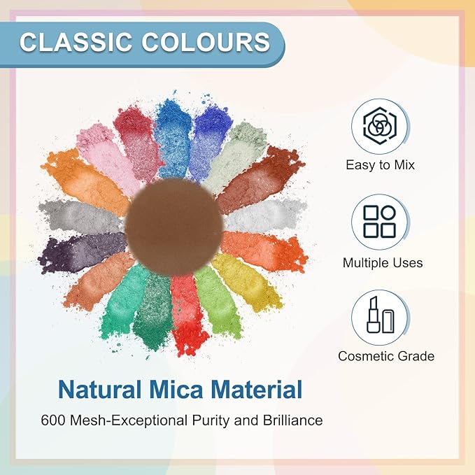 uxcell 10g/0.35oz Cosmetic Grade Mica Powder, 600 Mesh Mica Powder Natural Resin Epoxy Pigment Powders for Casting Resin, Candle Dye, DIY Nail Polish and Lip Gloss, Coffee