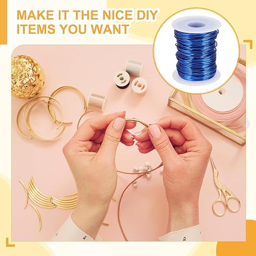 uxcell 16 Gauge / 1.5mm Anodized Aluminum Wire for Jewelry Craft Making, 102 Feet Bendable Flexible Wire for DIY Home Decor Gardening Sculpture, Dark Blue