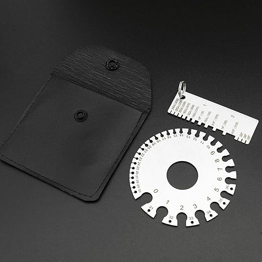 ZeeDix 4 Pcs Stainless Steel Metal Sheets Welding Thickness Gauge- Wire Gauge Measurement Tool, Standard Dual-Sided Round Wire Cable Sheet Gage and Wire Welding Material Thickness Gauge