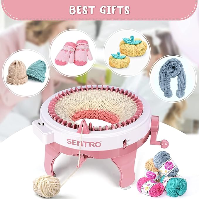 SENTRO 48 Needles Knitting Machines with Row Counter,Smart Knitting Crochet Machine,Weaving Round Loom,Double Knit Loom Machine Kit,DIY Knit Scarf Hat Sock