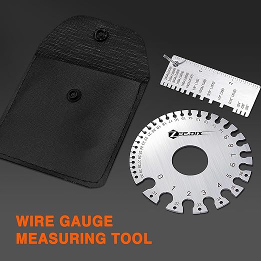 ZeeDix Wire Gauge Measuring Tool (2 Pcs) - Round Dual Sided Metal Sheet Gage & Metal Sheet Thickness Gauge, Stainless Sheet Wire Size Chart & Welding Measurement Tool