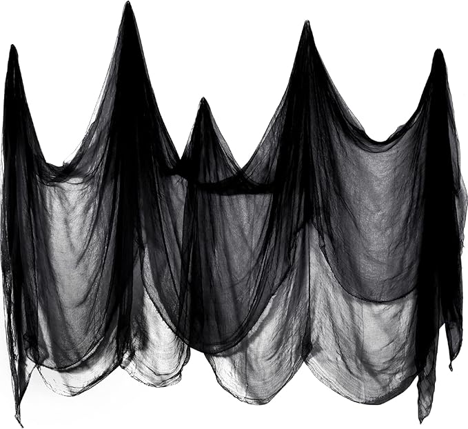Boao Halloween Cheese cloth 39.37 x 393.7 Inch Black Cheesecloth Roll for Crafts Large Cotton Muslin Gauze Fabric for Halloween Outdoor & Indoor Spooky Decoration