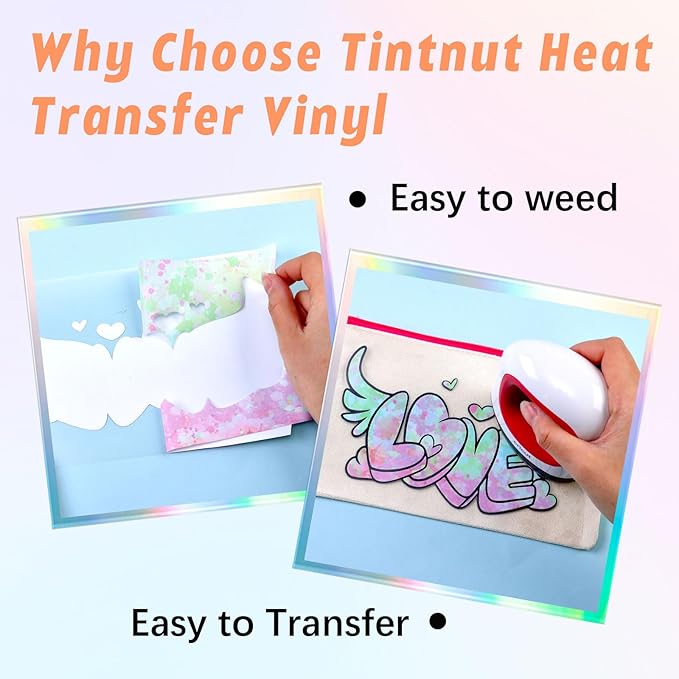 Tintnut Spring Color Splash Heat Transfer Vinyl - 6 Sheets 10"x12"Watercolor HTV Patterned HTV Iron On Vinyl for T-Shirts Hats Clothes,for Cricut & Silhouette Cameo
