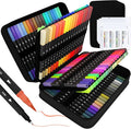Art Supplier Dual Brush Markers Pens, 110 Artist Coloring Marker Set, Fineliner & Brush Tip Pen with Premium Case for Adults Coloring Books & Journal, Drawing, Doodlin