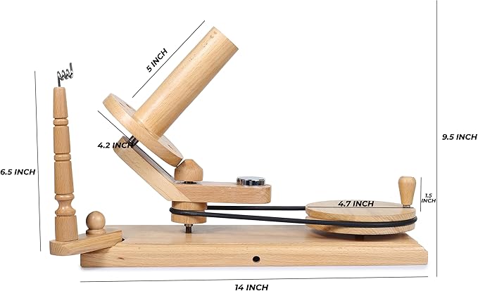 Large Handcrafted Wooden Yarn Winder & Swift – Breachwood Ball Winder for Crocheting, Knitting, Weaving – Heavy-Duty Yarn Winder for 8-12 oz Skeins