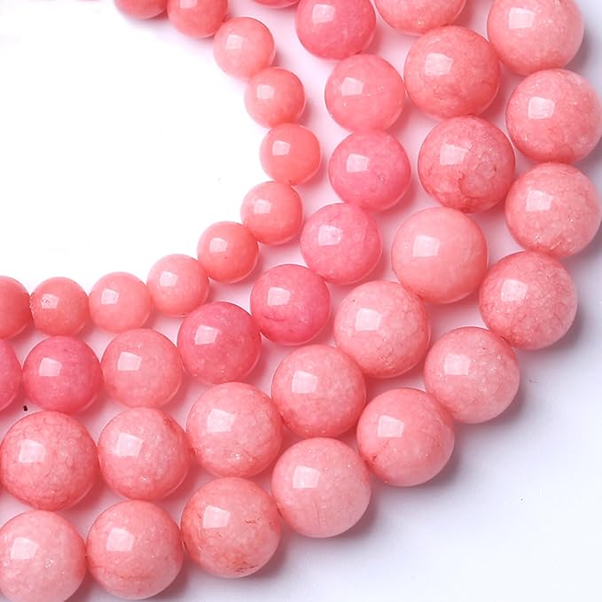 4MM Pink Rhodonite Jade Chalcedony Beads Natural Gemstone Beads Round Loose Beads for Jewelry and Bracelets Making 180pcs 2 Strands 32"