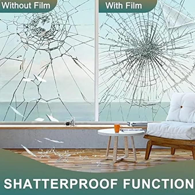 UV 99% Security and Safety 4 Mil Clear Window Film Shatterproof Anti Shatter Tempered Glass Film for Home and Office Windows (Clear, 24 in x 50 FT)