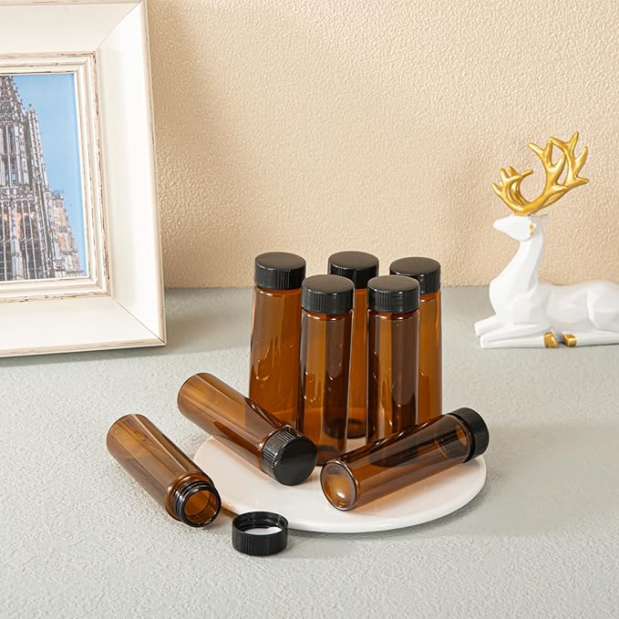 40ml Amber Small Glass Vials 30pcs with Screw Caps(30pcs)