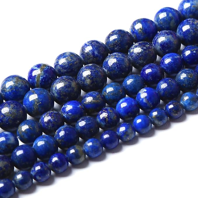 8mm 90PCS AAA+ Natural Lapis Lazuli Gemstone Beads Round Loose Stone Beads for Jewelry Making DIY Bracelets Necklace Earrings 32" 2 Strands