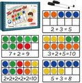 Torlam Magnetic Ten-Frame Set - Math Manipulative for Elementary - 5 Ten Frames & 55 Magnetic Counters for Kids, Kindergarten Math Games (Upgraded Version for Hand-held & 2 Black Pens)