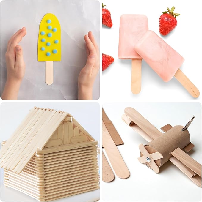 1500 Pcs Wooden Wax Sticks 6-Inch Jumbo Wood Waxing Stick Wax Spatulas Applicator Multi-Purpose Wood Popsicle Craft Sticks for Body Hair Removal, Tongue Depressors and Craft Projects