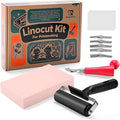 Linocut Kit for Printmaking with 5PCS 4"x6" Soft Rubber Linoleum Blocks, Brayer & Carving Tools – Block Printing & Stamp Making Supplies for Beginners & Artists