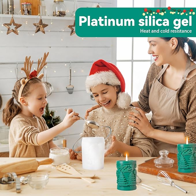 Christmas Candle Silicone Molds, 3D Candle Molds for Candle Making, Silicone Epoxy Resin Mold, Ornament Mould for DIY Wax Scented Candle Soaps Art Craft Cake Chocolate Home Decor（846）