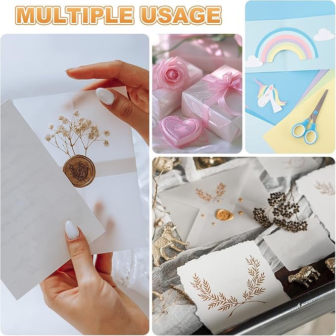 MECCANIXITY 100 Sheet Colored Vellum Paper 5.9" x 8.3", 100gsm Translucent Printable Vellum Sheets for Printing Wedding Invitations Inkjet Laser Printer, Silver