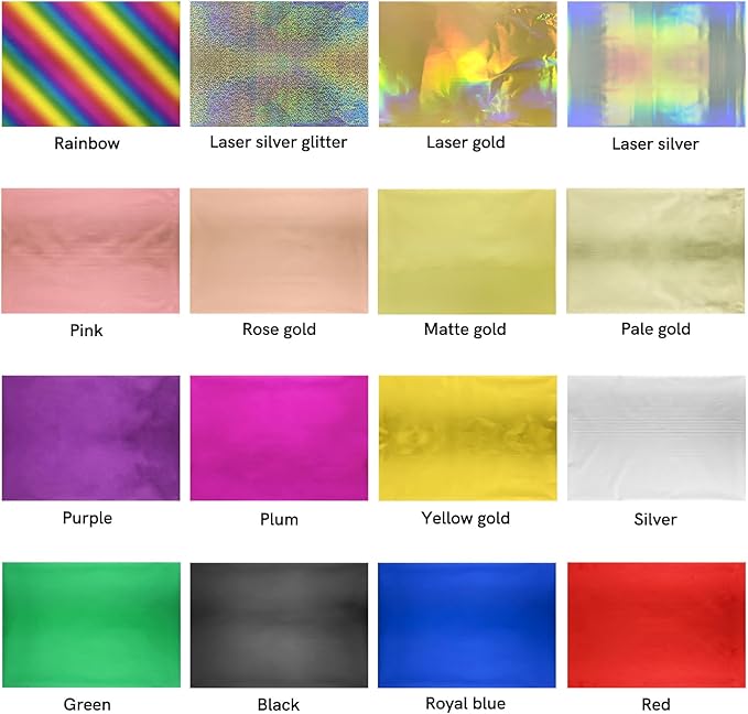 Briartw 20x29cm Hot Foil Paper 50 Sheets Pack Toner Reactive Foil Hot Stamping Foil Paper by Laser Printer and Laminator for Scrapbooking Craft Cardmaking DIY Album (16 Colors Mixed, 50 Sheets)