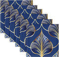 ALAZA Art Deco Floral Royal Blue & Gold Cloth Napkins Set of 4, 20x20 Inch Washable and Reusable Napkin for Decoupage Dinner Party Everyday Use
