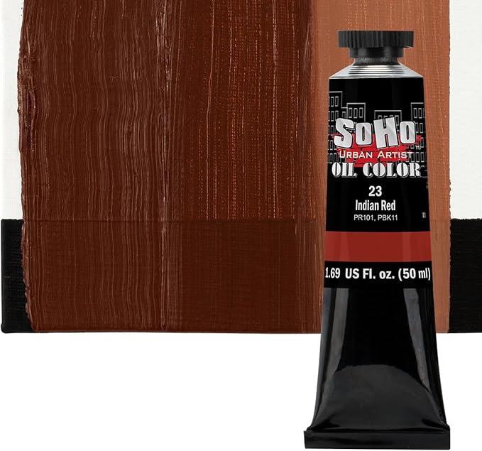 Soho Urban Artist Oil Paint - Indian Red, 50 ml Tube - Best Valued Oil Colors for Painting, Excellent Pigment Load