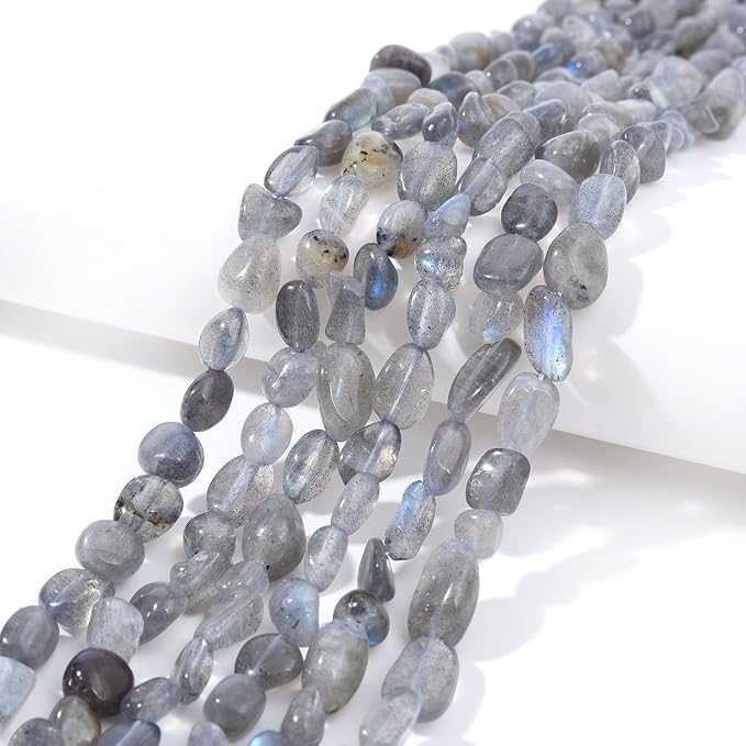 Labradorite Pebble Nugget Oval Free Tumbled Stone 6-8mm Natural Gemstone Loose Beads Approx 15.5 inch for DIY Jewelry Making
