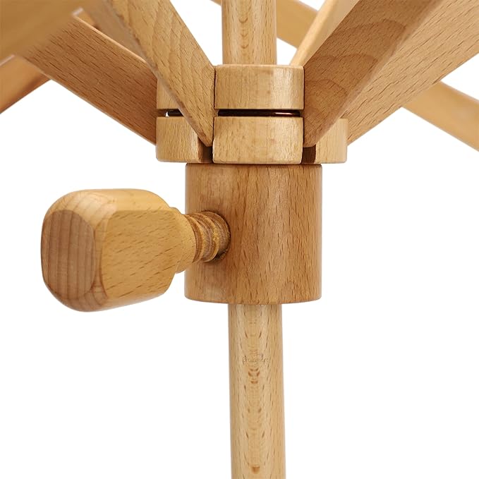 Beechwood Umbrella Swift Yarn Winder | 24" Extra-Large Wooden Ball Winder for Skeins & Hanks | Smooth Rotating Swift for Knitting & Crocheting