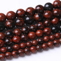 48PCS 8MM Red Black Jasper Stone Beads Energy Healing Beads for DIY Jewelry Bracelet Necklace Making for Jewelry Making 15Inch
