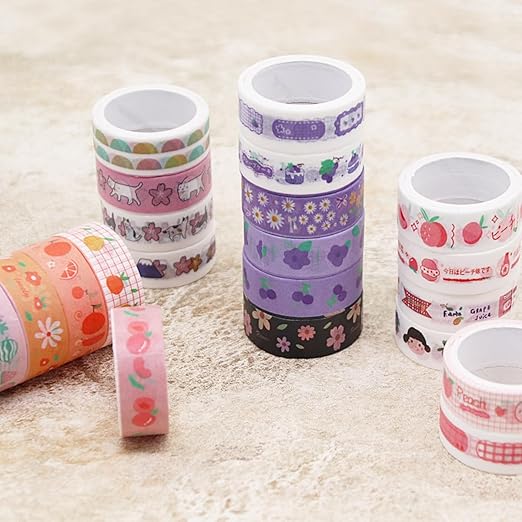 60 Rolls Cartoon Washi Tape Set Washi Tape Stickers Decorative Washi Tapes for DIY Crafts Scrapbooking Projects Paper Stickers