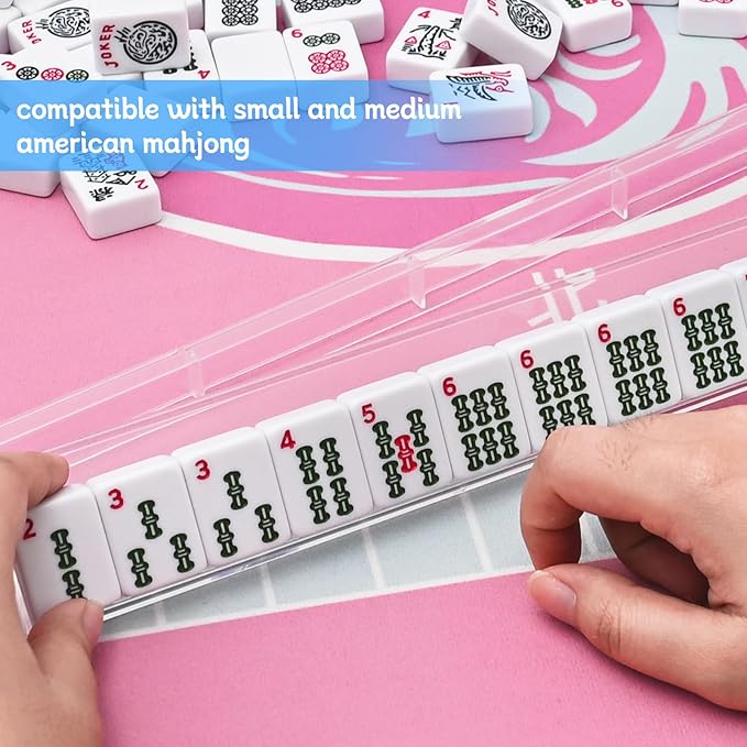 Mahjong Racks with Pushers Set of 4, Plastic American Mahjong Tile Racks Transparent, Mah Jongg Accessories Gifts for Mj Enthusiast