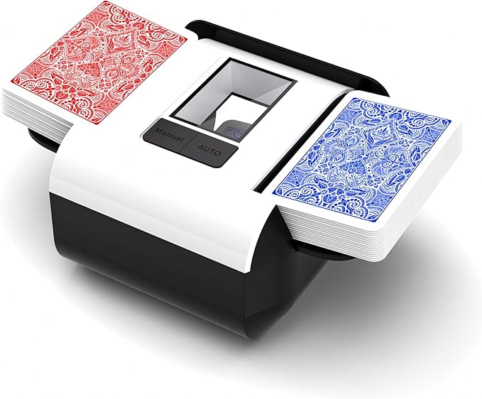 Automatic Card Shuffler Machine for 1–2 Decks, USB-C Rechargeable, Heavy Duty, Low Noise, Portable – Works with UNO, Phase 10, Skip-Bo, Blackjack, Standard Playing Cards & More
