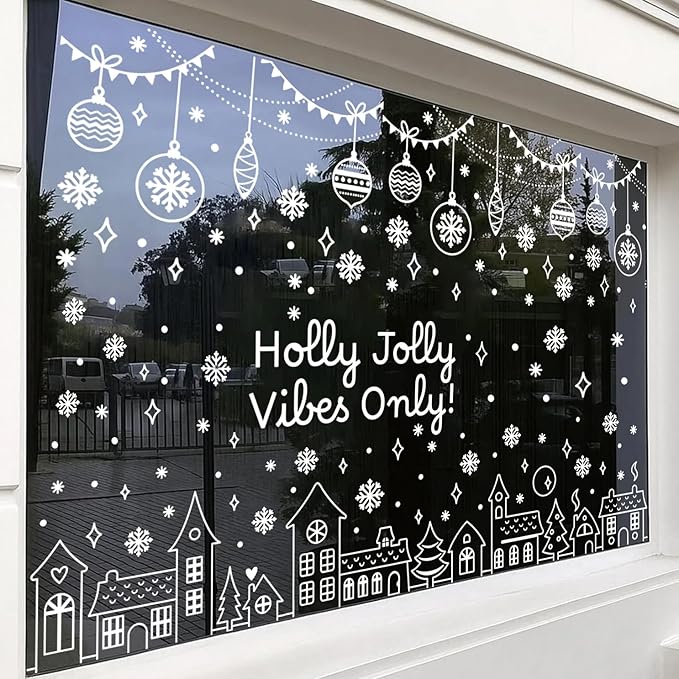 Christmas Stencils for Window Glass Large Christmas Stencils for Crafts Reusable Xmas Village House Holiday Stencil for Painting on Wood Wall Fabrics Decor