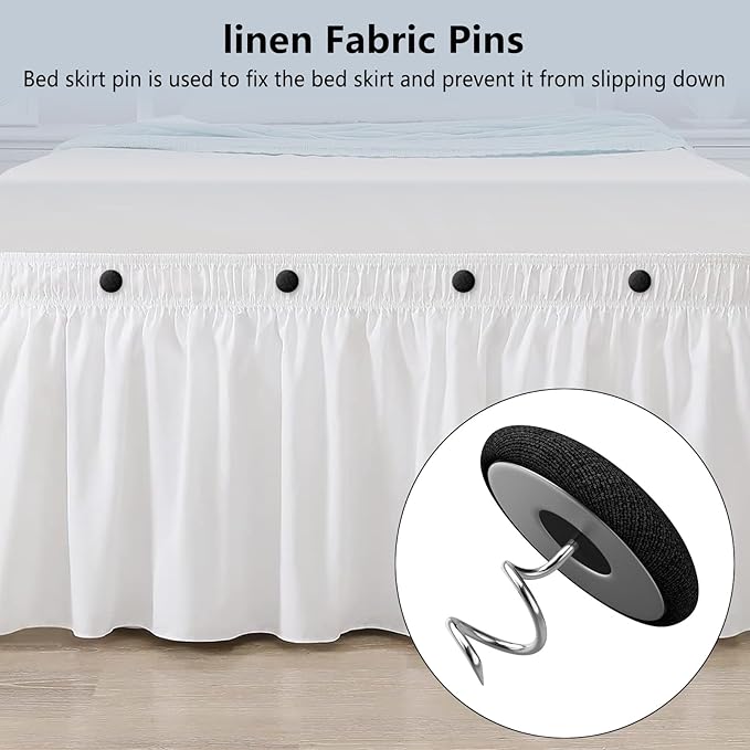 12 Colors Fabric Covered Button Twist Pins Dust Ruffle Pins- for Sofa，Upholstery，Armchair Caddies, Armrest Covers,Bed Skirts, Slipcovers, Headliners (Black, 12)