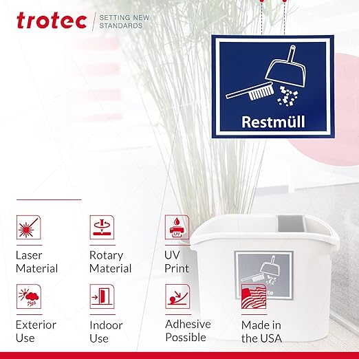 Trotec TroLase | 12"x20"x1/8", 4 Pcs | White/Black | 2 Ply | Modified Acrylic | Laser Engraving Double Color Plastic Sheet | Engraving Blanks for Laser, Saw, Guillotine | Made in USA