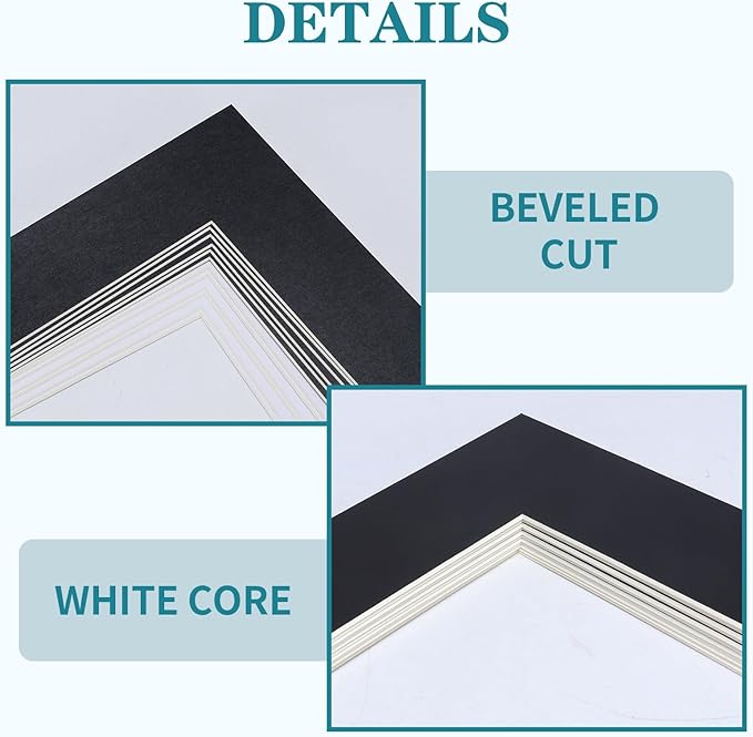 ZBEIVAN 12 Packs White and Black Colors 8x10 Picture Frame Mats for 5x7 Photos, Artworks and Prints, White Core Bevel Cut Frame Mattes