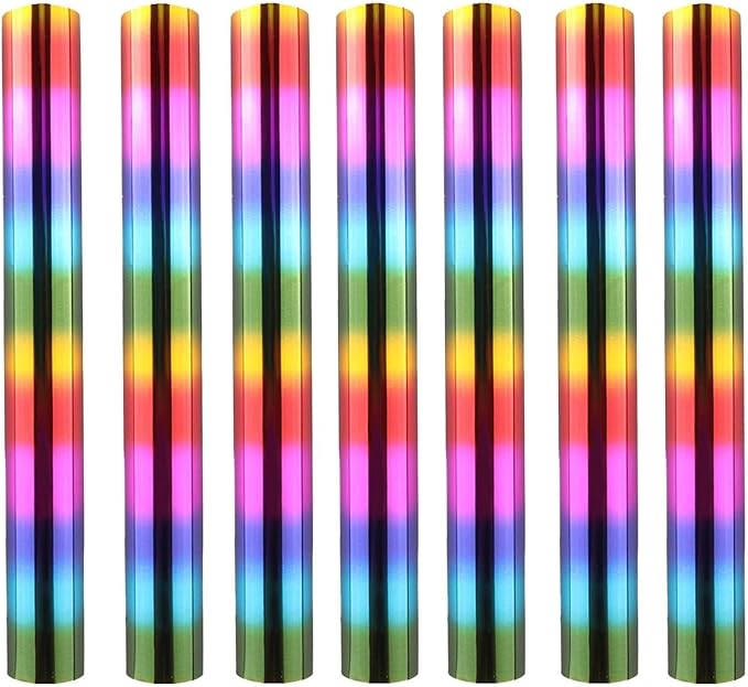 7PCS Rainbow Toner Reactive Foil,Use with Laminator Laser Printer,Paper Holographic Heat Transfer Crafts Roll for Scrapbooking Crafting Cardstock Hot Stamping DIY